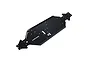 A black ARRMA 7075-T6 aluminium short wheelbase main chassis plate for RC cars, featuring various mounting holes and printed branding.