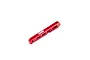 A red anodized aluminium rear center chassis brace for ARRMA RC vehicles, featuring the EXB logo laser-etched on the side.