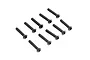 A set of ten black metal button head screws arranged in a grid pattern against a white background.
