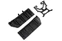Axial RC chassis side plates and a brace component made of black molded plastic on a white background.
