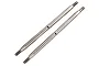 Two Axial stainless steel turnbuckles with threaded ends and a central adjustment hole, isolated on a white background.