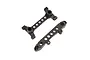 Two black plastic RC shock tower mounts with multiple mounting holes, shown from an overhead angle on a white background.