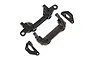 A set of four black plastic RC bumper and body mount components from Axial on a white background.