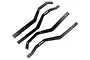 Four black metal RC chassis frame rails arranged on a white background, featuring the Axial logo.