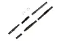 Axial transmission drive shaft set including various black metal shafts, pins, and e-clips on a white background.