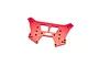 A red anodized aluminium rear shock tower for an ARRMA RC vehicle, featuring multiple mounting holes and EXB branding.