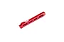 ARRMA red aluminium front centre chassis brace with EXB branding, shown from an angled perspective on a white background.