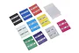 A set of colorful adhesive wraps for MIP hex drivers, featuring various sizes printed on labels in red, blue, yellow, green, purple, black, and white.