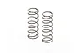 Two silver-coloured metal RC shock absorber springs standing upright against a white background.