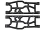Two black RPM rear lower suspension arms for 1/5 scale RC vehicles, shown from a top-down perspective against a white background.