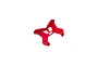 A red anodized aluminium front shock tower for an ARRMA RC vehicle, featuring the EXB Extreme Bash logo, isolated on a white background.