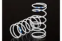 Two white Traxxas RC shock springs with blue identification markings on a black background.