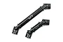 Two black steel universal joint driveshafts for RC cars, featuring the Yeah Racing logo, isolated on a white background.