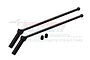 Two black carbon steel CVD driveshafts for RC cars with two small grub screws, featuring GPM branding on a white background.