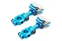 Two blue anodized aluminium magnetic stealth body mounts for 1/10 RC cars, featuring adjustable arms and silver magnetic discs.