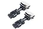 Two black aluminium magnetic stealth body mounts for 1/10 RC cars by Yeah Racing, featuring adjustable arms and circular magnets.