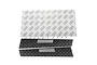 GPM Racing black stainless steel tread hood plates with 3M adhesive backing and small mounting screws.