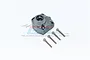 A grey aluminium gearbox cover for an RC car, shown with four matching mounting screws on a white background with a GPM Racing watermark.