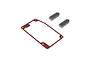 ARRMA radio box seal set including a thin red gasket and two grey foam blocks for RC chassis maintenance.