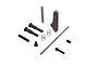 A set of ARRMA metal handbrake module spare parts including a metal lever, springs, pins, and screws arranged on a white background.