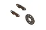 ARRMA handbrake disc and two brake pads shown against a white background.