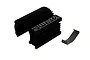 ARRMA black aluminium motor heat sink with cooling fins and white ARRMA logo, shown with a small curved mounting clip.