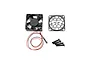 ARRMA 35x35mm motor cooling fan set including a black fan, a protective grille with the ARRMA logo, and four mounting screws on a white background.