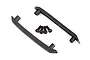 Two black plastic roof skid plates and four black metal screws for Traxxas Hoss 4x4 VXL RC car.
