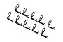 A set of ten black 90-degree angled body clips for RC cars arranged on a white background.