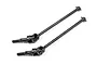Two black metal universal CVD drive shafts for an RC car, shown against a plain white background.