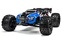 ARRMA Kraton 6S BLX V5 1/8 scale RC truggy in blue and black finish, shown from a front three-quarter angle on a white background.