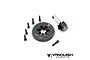 Vanquish 8T/33T machined underdrive crown and pinion differential gear set with included mounting screws on a white background.