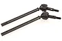 Two black steel universal CVD driveshafts for RC cars, shown against a white background.