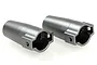 Two gunmetal grey aluminium rear straight axle covers for an RC car, shown from an angled perspective against a white background.