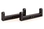Two black plastic HSP ESC caster mounts shown from a side angle against a white background.