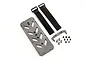 HSP carbon fibre battery tray set including a main plate, two black velcro straps, a small bracket, and various metal screws and spacers on a white background.