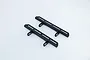 Two black plastic RC car footplates for the HSP Pioneer, shown from an elevated angle on a white background.