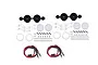 A GPM Racing silver car roof spotlight kit including two sets of black light housings, metal brackets, lenses, screws, and wiring harnesses.