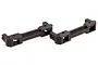 Two black plastic HSP bumper mounts for RC vehicles shown against a white background.