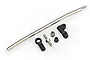 HSP adjustable steering linkage components including a long metal rod, plastic ball ends, and threaded hardware on a white background.