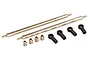 HSP RC rear lower linkage set including two metal rods, four ball ends, and four plastic rod ends on a white background.