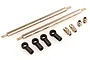 HSP adjustable rear upper linkage set including two metal threaded rods, four black plastic rod ends, and four metal ball studs.