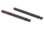 Two black metal RC front drive shafts with ball joints at one end, isolated on a white background.