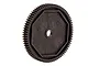 A black plastic RC spur gear with an octagonal center mounting section, isolated on a white background.