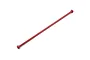 A red anodized aluminium main drive shaft for an RC car, featuring ball-joint ends with small metal pins.