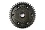 A dark grey steel 40T spur gear for an RC car, featuring the Yeah Racing logo and tooth count laser-etched on the face.