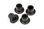 Four black flanged bushings arranged on a white background.