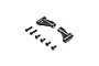 Losi black aluminium front brace set with included mounting screws on a white background.