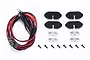 GPM Racing LED light set for SCX10 III including four LED bulbs with wiring, four foam mounts, four clear lenses, and eight small mounting screws.