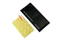 A Yeah Racing screen protector for the FlySky FS-NB4 transmitter, shown with its yellow backing and a black installation/cleaning kit pouch.